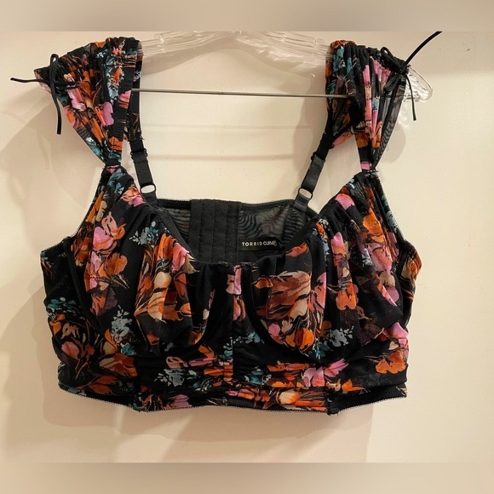 Torrid Black and Floral Lingerie Bra